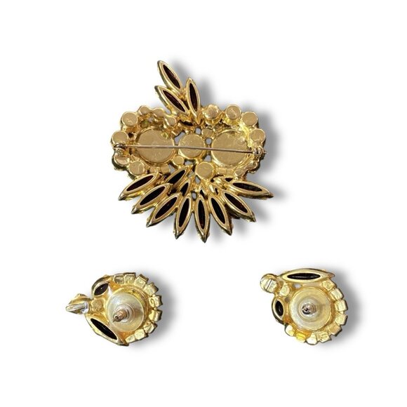 Juliana D&E Purple Owl Margarita Rivoli Rhinestone Brooch Pin Earring Set Posts - Picture 6 of 9